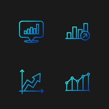 Set line Pie chart infographic, Financial growth,  and . Gradient color ico.. Stock Illustration