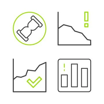 Set line Pie chart infographic, Financial growth increase, decrease and Old.. Stock Illustration