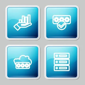 Set line Pie chart infographic, Password protection,  and Server, Data, Web H Stock Illustration