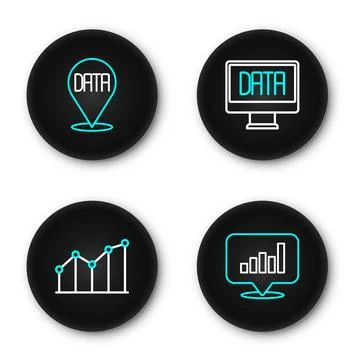 Set line Pie chart infographic, Data analysis and  icon. Vector Stock Illustration