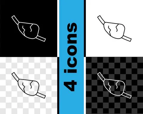 Set line Pirate eye patch icon isolated on black and white, transparent Ilustración de archivo