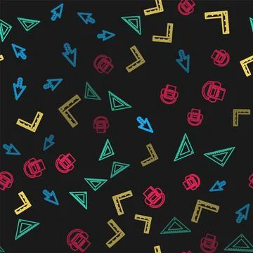 Set line Pixel arrow cursor, Triangular ruler, Folding and Audio book on Stock Illustration