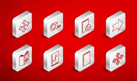 Set line Pixel arrows in four directions, Roulette construction, Audio book Stock Illustration