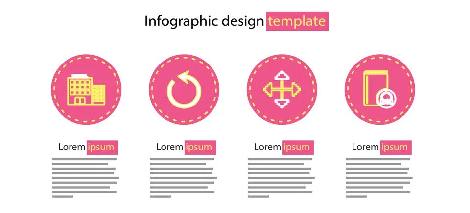 Set line Pixel arrows in four directions, Audio book, Refresh and Hotel building Stockillustratie