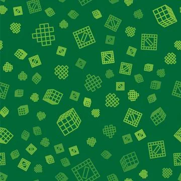 Set line Pixel hearts for game, Rubik cube and Board on seamless pattern. Vector Illustrazione stock