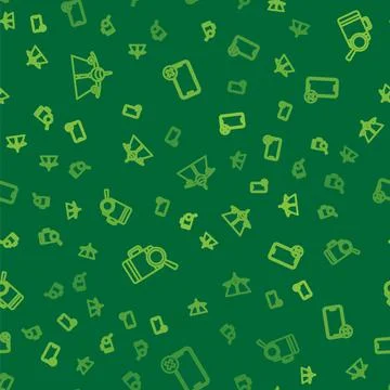 Set line Plane, Lost baggage and No cell phone on seamless pattern. Vector Stock Illustration