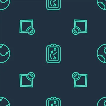 Set line Planning strategy, Baseball field and on seamless pattern. Vector Stock Illustration