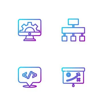 Set line Planning strategy concept, Front end development, Web and Site map Stock Illustration