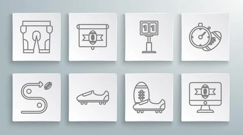 Set line Planning strategy concept, American football tv program, Soccer or イラスト素材