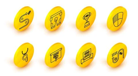 Set line Planning strategy concept, American football tv program and stand, W Stock Illustration
