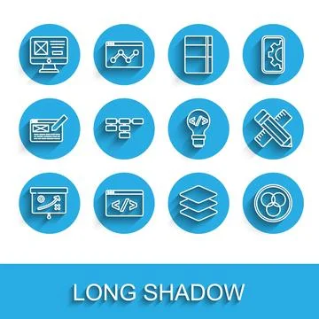 Set line Planning strategy concept, Front end development, UI or UX design Stockillustratie
