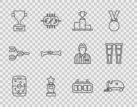 Set line Planning strategy, Ice resurfacer, Hockey over sports winner podiu.. Stock Illustration