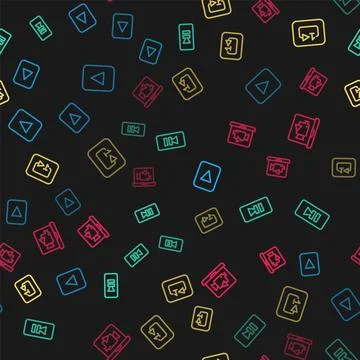 Set line Play button, Pause, Repeat track music player and Online video on .. Stock Illustration