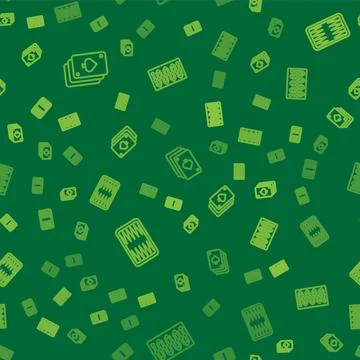 Set line Playing cards, Backgammon board and Board game on seamless pattern Stock Illustration