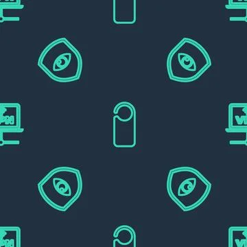 Set line Please do not disturb, Shield and eye and VPN Computer network on Stock Illustration