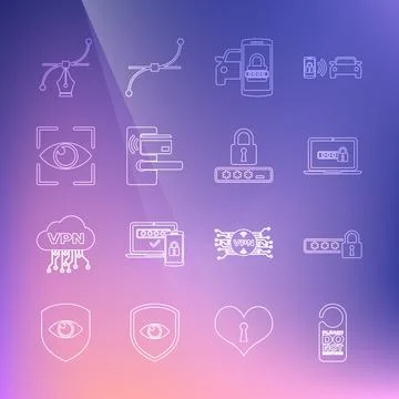 Set line Please do not disturb, Password protection, Laptop with password, Smart Stock Illustration