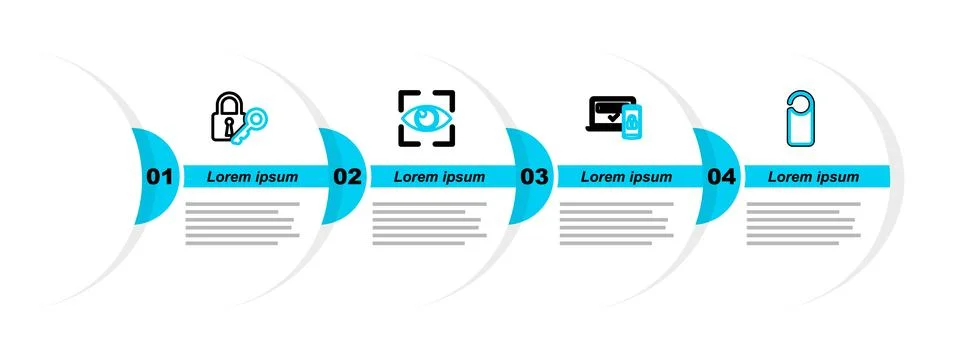 Set line Please do not disturb, Two steps authentication, Eye scan and Lock.. Stock Illustration