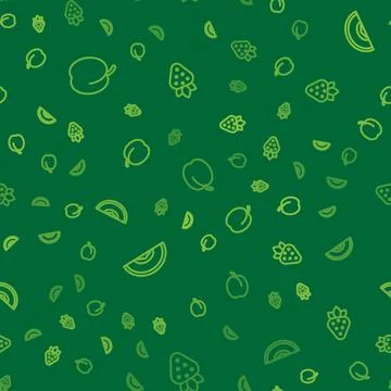 Set line Plum fruit, Melon and Strawberry on seamless pattern. Vector イラスト素材