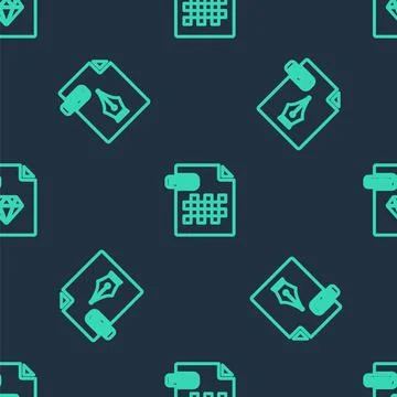 Set line PNG file document, EPS and RUBY on seamless pattern. Vector Illustrazione stock