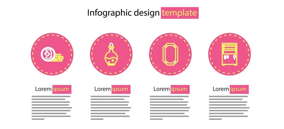 Set line Poker table, Computer, Bottle with magic elixir and Coin for game icon Stock Illustration