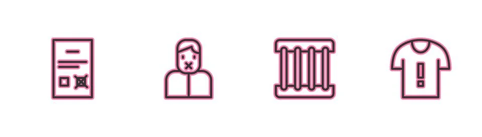 Set line Poll document, Prison window, Censor and freedom of speech and T-shirt イラスト素材