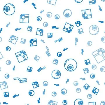 Set line Pool table brush, Billiard ball and on seamless pattern. Vector 스톡 일러스트