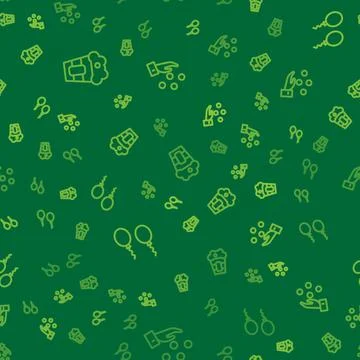 Set line Popcorn in box, Balloons and Juggling ball on seamless pattern. Vector Stock Illustration