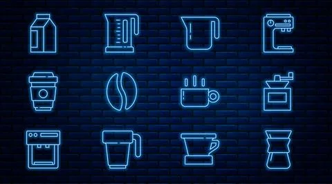 Set line Pour over coffee maker, Manual grinder, Coffee pot, beans, cup to go Ilustración de archivo