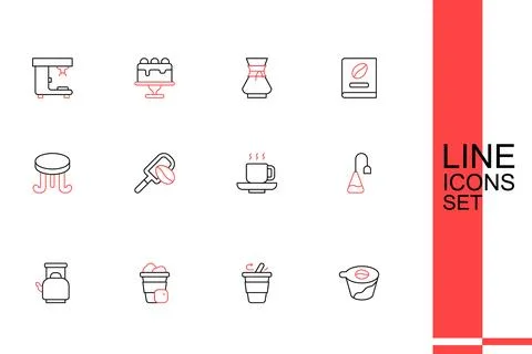 Set line Pour over coffee maker, Coffee cup to go, Iced, Kettle with handle.. Ilustración de archivo