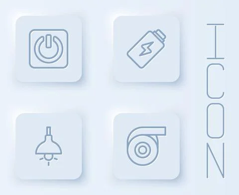 Set line Power button, Battery charge, Lamp hanging and Roll adhesive tape Illustration