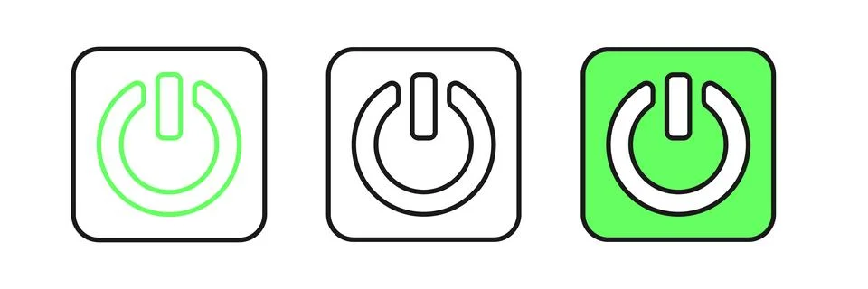 Set line Power button icon isolated on white background. Start sign.  Vector Stock Illustration