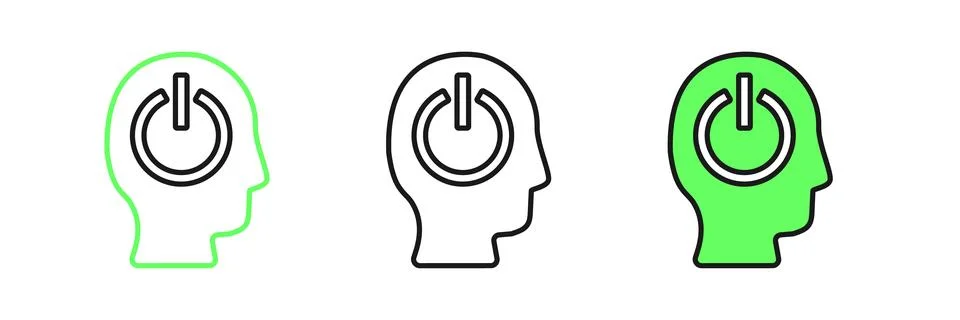 Set line Power button icon isolated on white background. Start sign.  Vector Stock Illustration