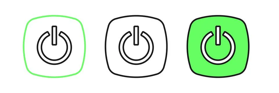 Set line Power button icon isolated on white background. Start sign.  Vector Stock Illustration
