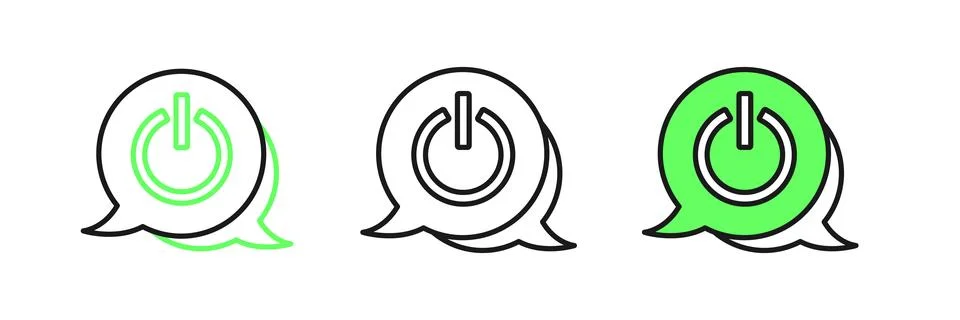 Set line Power button icon isolated on white background. Start sign.  Vector Stock Illustration