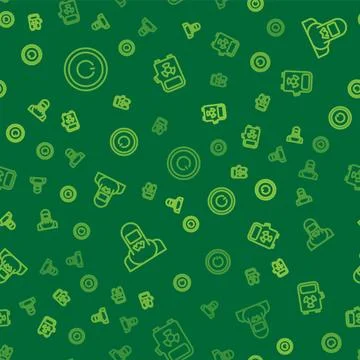 Set line Power button, Nuclear reactor worker and Electric car charging sta.. Illustrazione stock