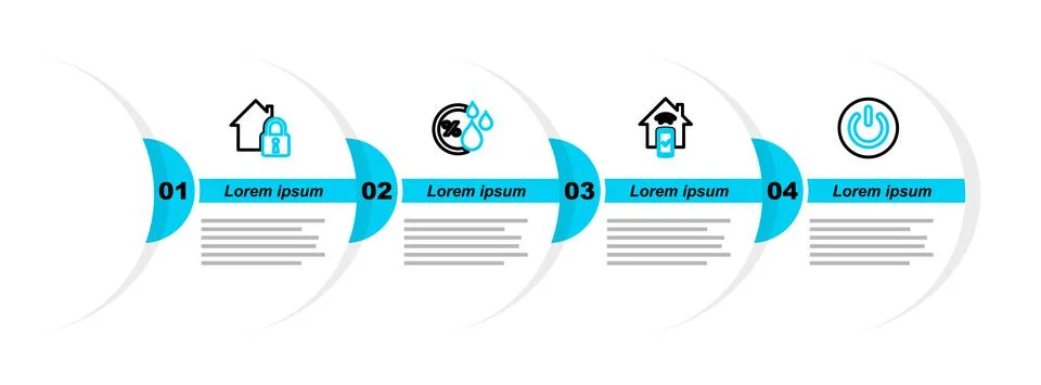 Set line Power button, Smart home remote control system, Humidity and House Ilustração Stock