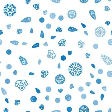 Set line Power car engine, Alloy wheel for and Car headlight on seamless pa.. Stock Illustration