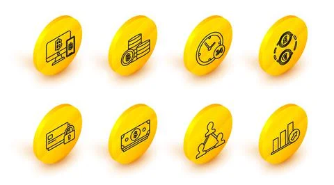 Set line Presentation financial with graph, Credit card lock, Money exchange イラスト素材