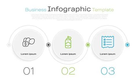 Set line Price tag for egg, Sauce bottle and Shopping list. Business infographic Stock Illustration