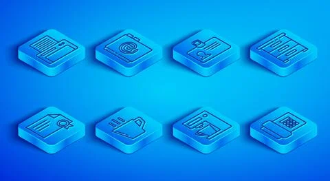 Set line Printer, Address book, Identification badge, Coffee cup, machine Stock Illustration