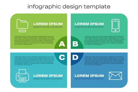 Set line Printer, Document folder, Mail and e-mail and Mobile phone. Business Stock Illustration