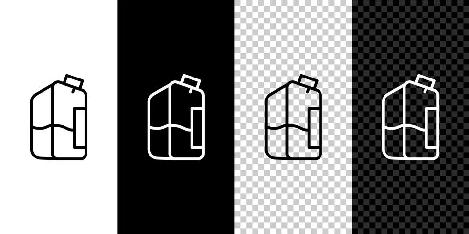 Set line Printer ink bottle icon isolated on black and white background. Vector Stock Illustration