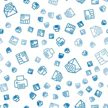 Set line Printer, Mail and e-mail and Graph chart infographic on seamless Stock Illustration