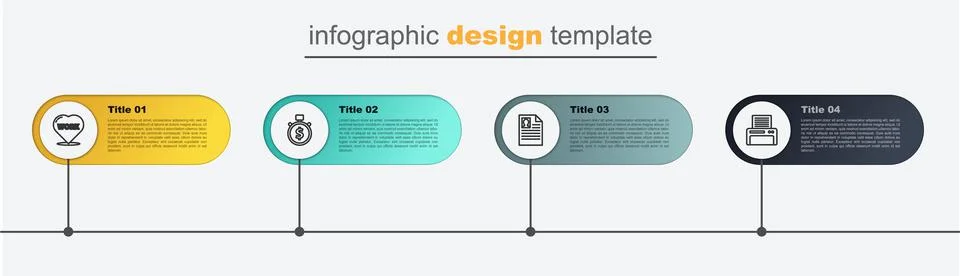 Set line Printer, Resume, Time is money and Heart with text work. Business in Stock Illustration