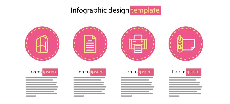Set line Printer, Roll of paper, File document and ink bottle icon. Vector Stock Illustration