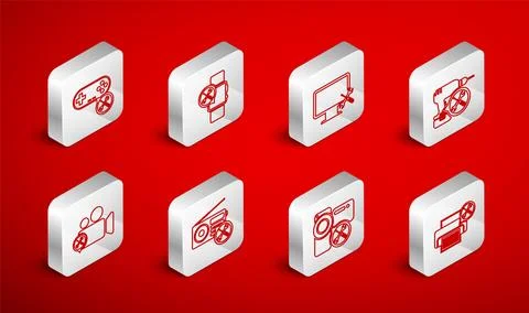 Set line Printer service, Smartwatch, Computer monitor, Drill machine, Vide.. Stock Illustration