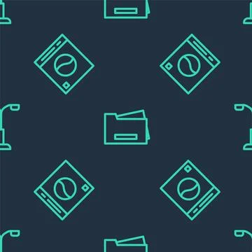 Set line Printer, Washer and Street light on seamless pattern. Vector Stock Illustration