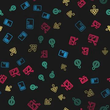 Set line Prison cell door, Dollar rate decrease, Gold bars and Mobile stock 库存插图