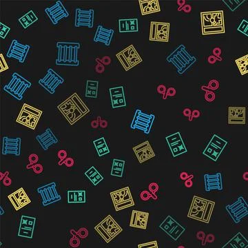 Set line Prison window, Poll document, Broken and Handcuffs on seamless pattern Stock Illustration