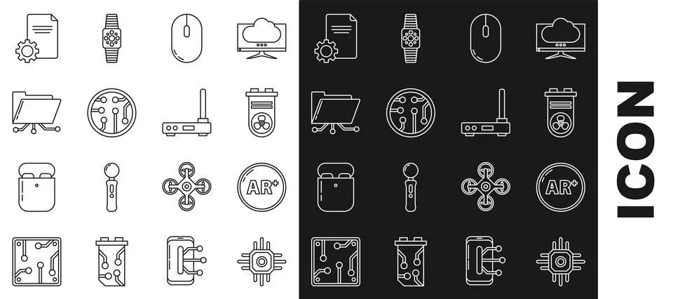 Set line Processor, Ar, augmented reality, Video graphic card, Computer mouse イラスト素材